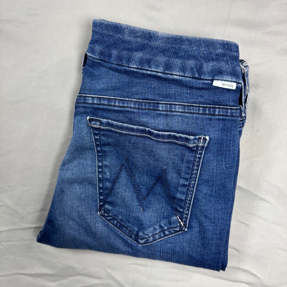 Mother The Looker Ankle Fray Jeans Fast Times Wash Blue Contemporary Sz 27 USA - Picture 1 of 11